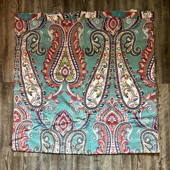 Boho Paisley Fabric Shower Curtain – Turquoise, Coral & Green – 72×72 Bohemian B - Picture 1 of 3